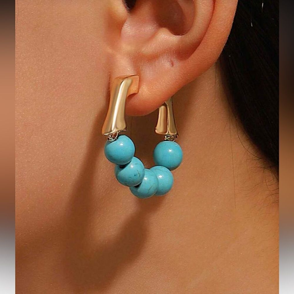 Turquoise hoop Earrings N1725